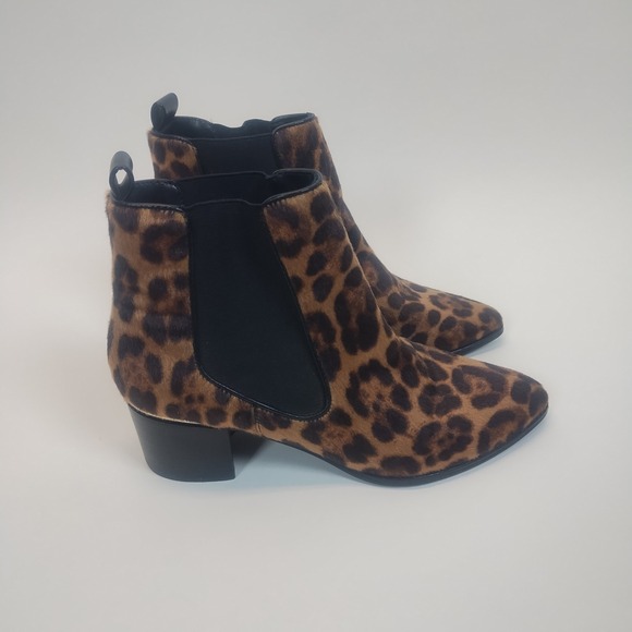 Nine West Ankle Boots Women's Size 7M Faux Fur Leopard Print - Picture 3 of 8